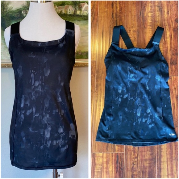 Champion Duo Dry Tops - Champion Racerback Black and Grey Tie Dye Print Sports Tank With Built-In Bra